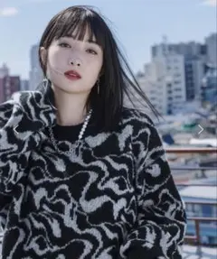 (品切れ商品！)【Ellno Loset】モヘアタッチシャギー柄ニット Lサイズ