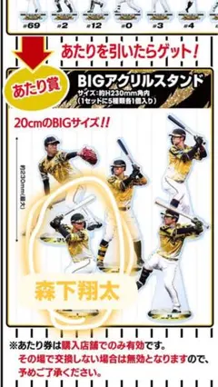 阪神タイガース セ・リーグ優勝記念くじ あたりBIGアクリルスタンド 森下翔太