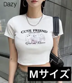 SHEIN Dazy 猫 チビT クロップトップ Tシャツ ホワイト