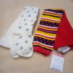 カラフルなスパッツ、白地に水玉模様タイツ 85サイズ