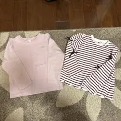 長袖カットソー2枚セット（薄紫・ストライプ）