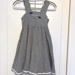 値下‼️メゾピアノ　ギンガムチェック　キャミワンピ　フリル　リボン