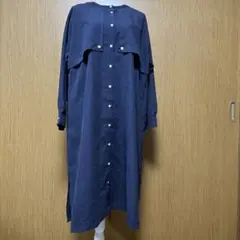 ネイビー シャツワンピース、羽織り