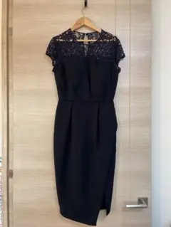 LAGUNAMOON ネイビー レース袖 ドレス スリット入り