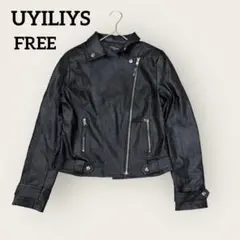 UYILIYS フェイクレザー ライダース クール モード カジュアル FREE