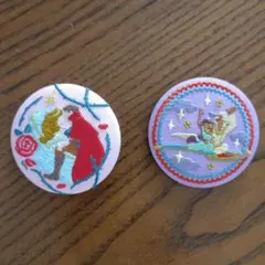 刺繍缶バッジ2個セット　ディズニー