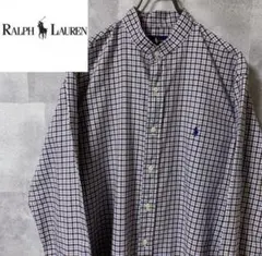 チェックシャツ 古着 青