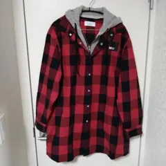 清春　ムーンエイジデビルメント　MENTAL フード付赤黒チェックシャツ