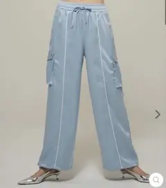 POPPY SATIN CARGO PANTS (SKY BLUE)