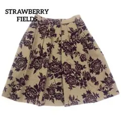 美品✨　STRAWBERRY-FIELDS 花柄フレアスカート 花柄　プリーツ型のサムネイル