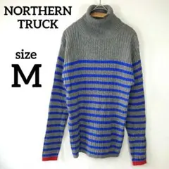タグ付き ノーザントラック ボーダー タートルネック 長袖 トップス 綿100%