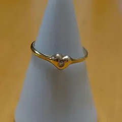 Me&Ro ミーアンドロー　ダイヤ入りハートリング　K10