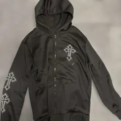 黒のクロスジップアップパーカー