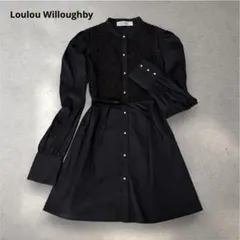 【未使用級】ルルウィルビー ブラウス レース リボン パール 黒 2 長袖 LOULOU WILLOUGHBY】レースリボン2WAYブラウス|allureville