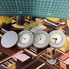 アルミ製4連時計【温度、湿度計】
