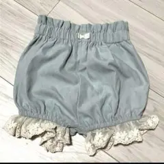 80cm【Cottoli】フリルリボン付き水色ショートパンツ ブルマ風
