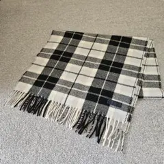 白黒チェック柄　大判ストール　膝掛け