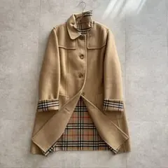 バーバリーロンドン　リバーコート　カシミヤ混　ノバチェック　ダブルフェイス　46