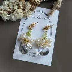 ペリドット ノンホールピアス 天然石