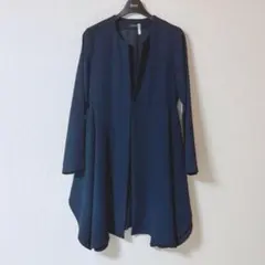 YOKO CHAN ヨーコチャン アシンメトリックタックコート NAVY 36