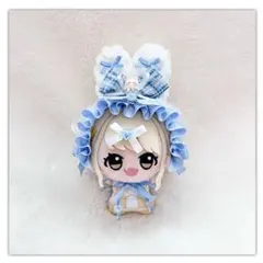 ちびぐるみ　ヘッドドレス　アイスクリームうささん　水色　ヘアピン付きのサムネイル