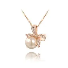 パール リボン ネックレス ローズゴールド 真珠 EARTHER RING