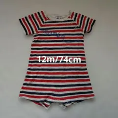 プチバトー　ショートロンパース　12m/74cm