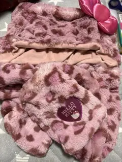 USJ キティ ピンクヒョウ柄 ファー ファンキャップ