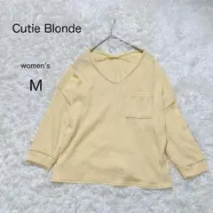 【Cutie Blonde】Vネックカットソー 長袖【M】ワッフル生地 春夏
