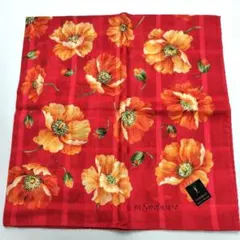 シール付き未使用 イブサンローラン 大判ハンカチ 花柄 53×53cm