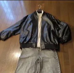 Luis メンズ　フェイクレザーMA1ブルゾン