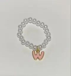 Labubu用10cm パールネックレス Wイニシャルチャーム付き ハンドメイド
