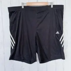 アディダス 三本線 パンツ ハーフ ゆったり 黒 ポリエステル ジム Lのサムネイル
