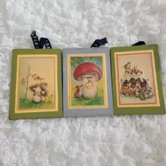 ③ 中古【 ねずみさん 】木製 インテリア 壁掛け アート 絵画