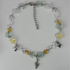 ハンドメイド　ビーズ　ネックレス　クローバー　星　ウィッシュコア　平成女児