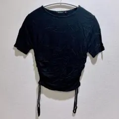 ブーフー 無地 半袖サイドギャザーTシャツ クルーネック UK8 黒 ブラックのサムネイル