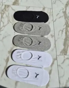 【新品】PUMA　 スニーカーソックス5足(白2足グレ2足黒1足) セット