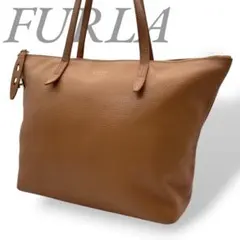 FURLA フルラ トートバッグ 肩掛け ブラウン 本革 シボ革 大容量のサムネイル