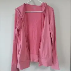 ピンク フード付き パーカー Lサイズ