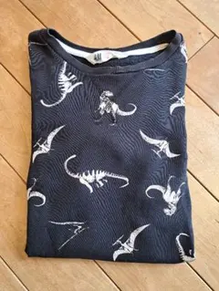 H&M　恐竜プリント　トレーナー　ブラック　EUR 122/128　6-8Y