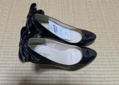 エナメルリボン　ハイヒール　パンプス　LLサイズ