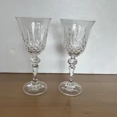 クリスタルカットワイングラス2個セット
