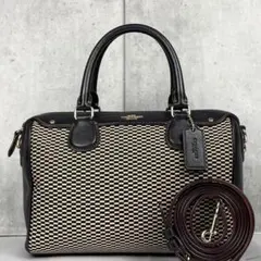 美品 コーチ キャンバス 2way ショルダーバッグ ミニベネット ブラウン 黒