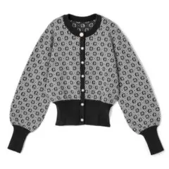 モノグラム柄ニットカーディガン