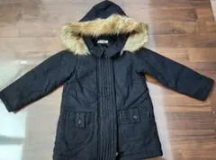 【ピアンシェリ 】キッズ アウター 黒 女子 ファー付きコート 100