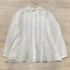 NON NO マドモアゼルノンノン ピンタック フリルネック ブラウス 長袖 