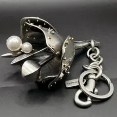 COACH Metal Tea Rose Pearl Studded Charm