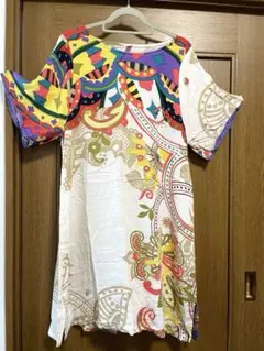 チャイハネ ワンピース チュニック エスニック 半袖 カラフル 総柄のサムネイル