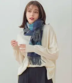 マコッカ　カシミヤブレンド チェック柄マフラーリバーシブル