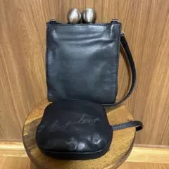 kawa.kawaショルダーバッグ がま口 ブラック．小銭入れポーチ2点セットのサムネイル